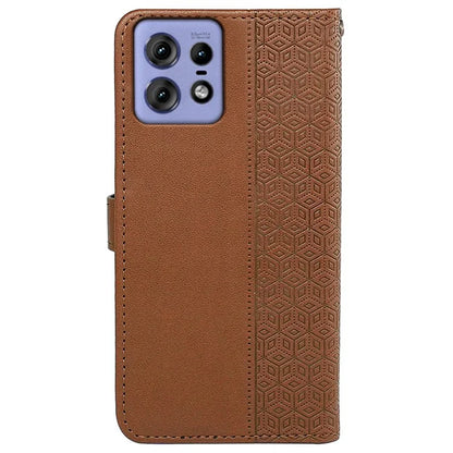 For Motorola Edge 50 Pro 5G Case Cubic Grid Leather Wallet Phone Cover