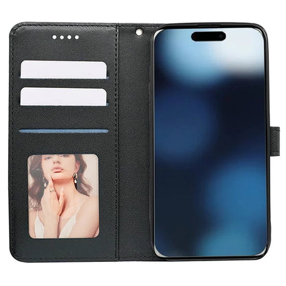 For iPhone 16 Pro Case Cubic Grid Flip Wallet Leather Phone Cover