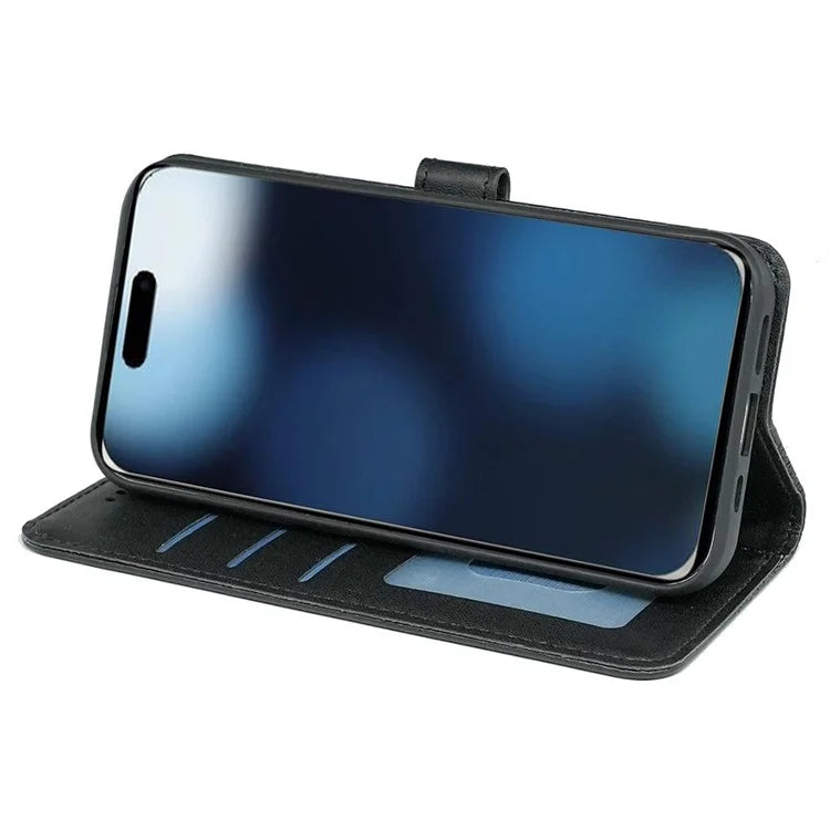For iPhone 16 Pro Case Cubic Grid Flip Wallet Leather Phone Cover