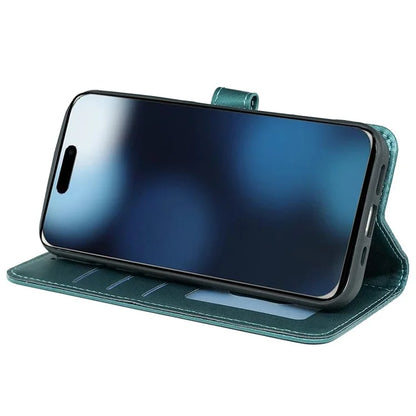 For iPhone 16 Pro Max Case Cubic Grid Imprinted Leather Phone Cover with Wallet