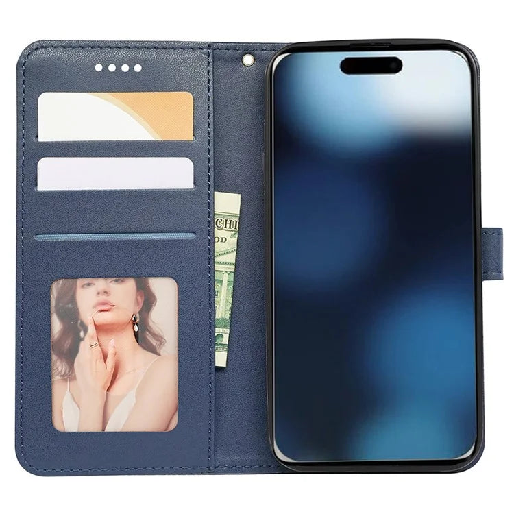 For iPhone 16 Plus Case Cubic Grid Leather Phone Cover with Viewing Stand