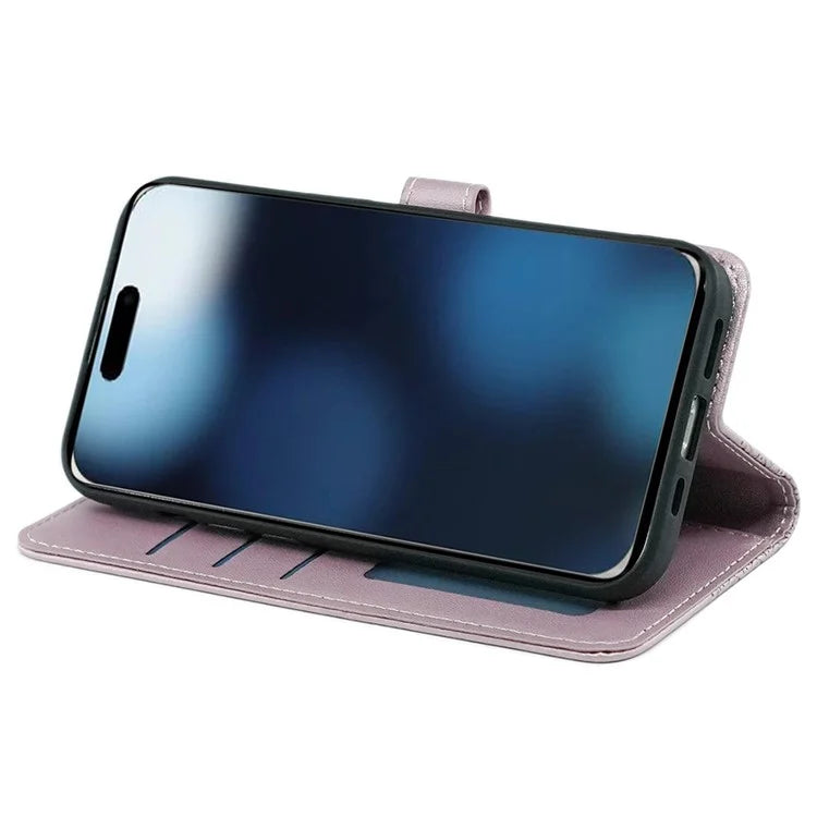 For iPhone 16 Plus Case Cubic Grid Leather Phone Cover with Viewing Stand