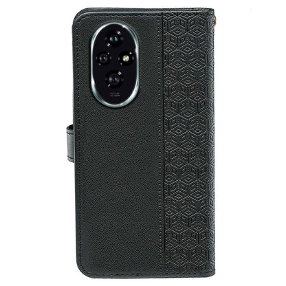 For Honor 200 Pro 5G Stand Case Cubic Grid Imprinted PU Leather Wallet Phone Cover