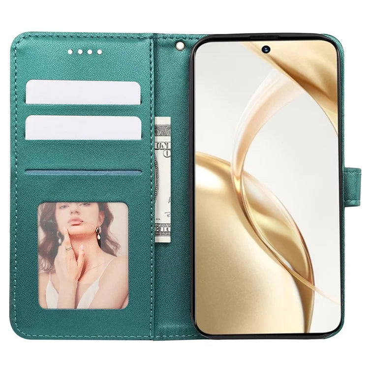For Honor 200 Pro 5G Stand Case Cubic Grid Imprinted PU Leather Wallet Phone Cover