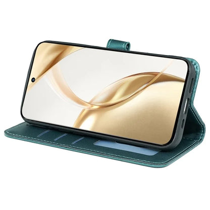 For Honor 200 Pro 5G Stand Case Cubic Grid Imprinted PU Leather Wallet Phone Cover