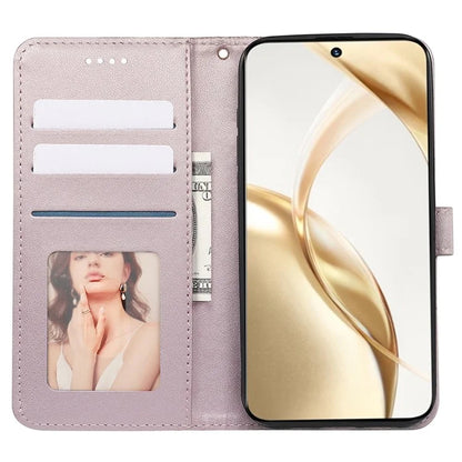 For Honor 200 Pro 5G Stand Case Cubic Grid Imprinted PU Leather Wallet Phone Cover