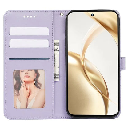 For Honor 200 Pro 5G Stand Case Cubic Grid Imprinted PU Leather Wallet Phone Cover