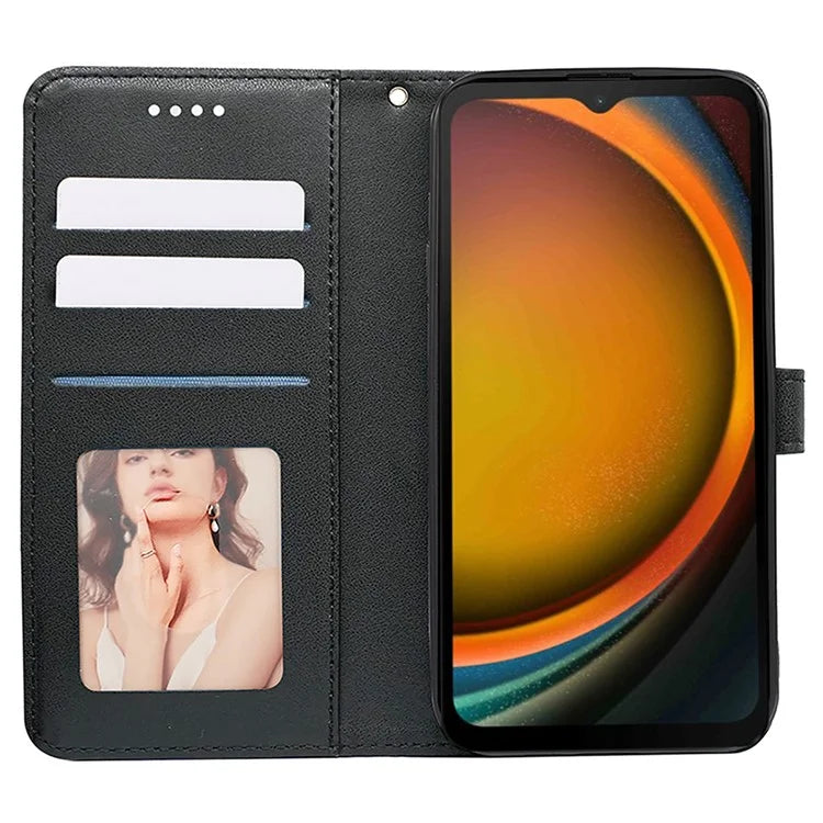 For Samsung Galaxy Xcover7 Case Wallet Leather Flip Phone Cover Cubic Grid Imprinted