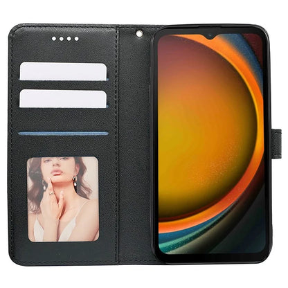 For Samsung Galaxy Xcover7 Case Wallet Leather Flip Phone Cover Cubic Grid Imprinted