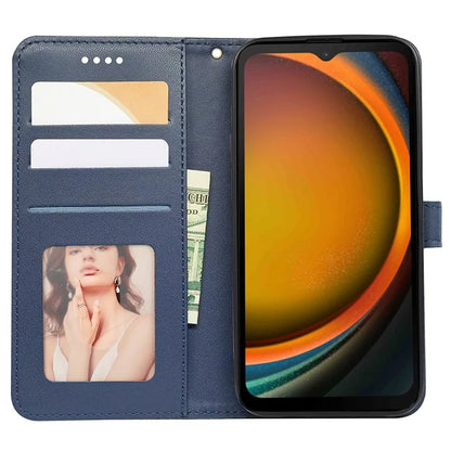 For Samsung Galaxy Xcover7 Case Wallet Leather Flip Phone Cover Cubic Grid Imprinted