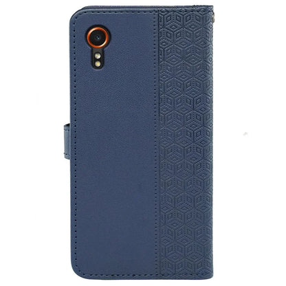For Samsung Galaxy Xcover7 Case Wallet Leather Flip Phone Cover Cubic Grid Imprinted