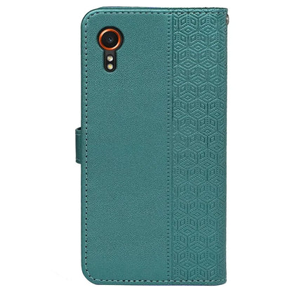 For Samsung Galaxy Xcover7 Case Wallet Leather Flip Phone Cover Cubic Grid Imprinted