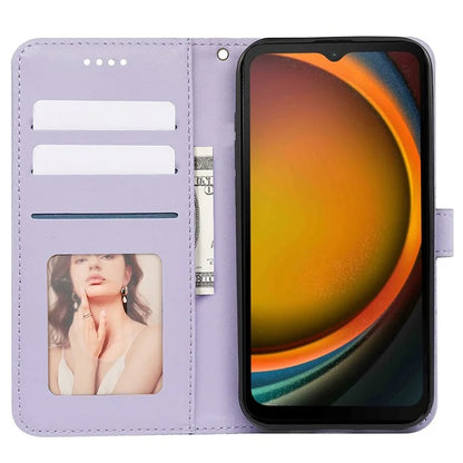 For Samsung Galaxy Xcover7 Case Wallet Leather Flip Phone Cover Cubic Grid Imprinted