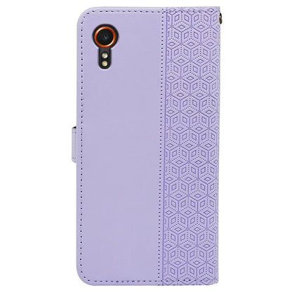 For Samsung Galaxy Xcover7 Case Wallet Leather Flip Phone Cover Cubic Grid Imprinted