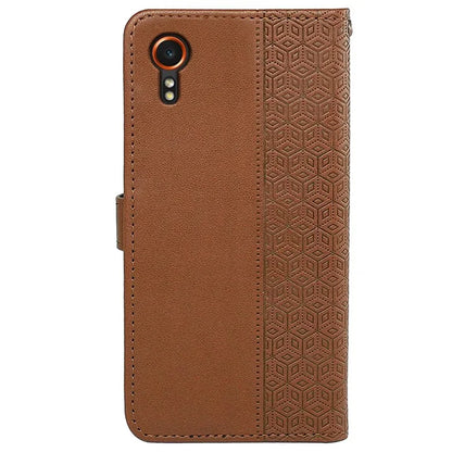 For Samsung Galaxy Xcover7 Case Wallet Leather Flip Phone Cover Cubic Grid Imprinted