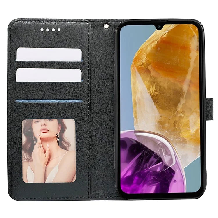 For Samsung Galaxy M15 5G / F15 5G Phone Case Cubic Grid Imprint PU Leather Wallet Cover