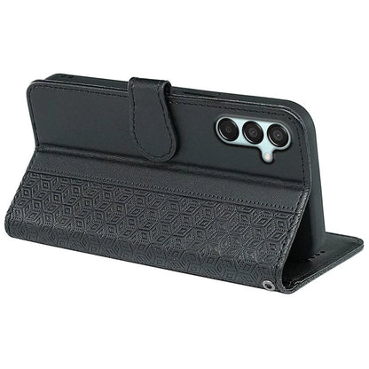 For Samsung Galaxy M15 5G / F15 5G Phone Case Cubic Grid Imprint PU Leather Wallet Cover