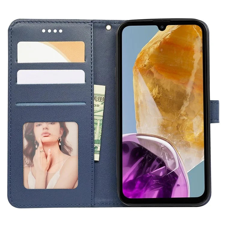 For Samsung Galaxy M15 5G / F15 5G Phone Case Cubic Grid Imprint PU Leather Wallet Cover
