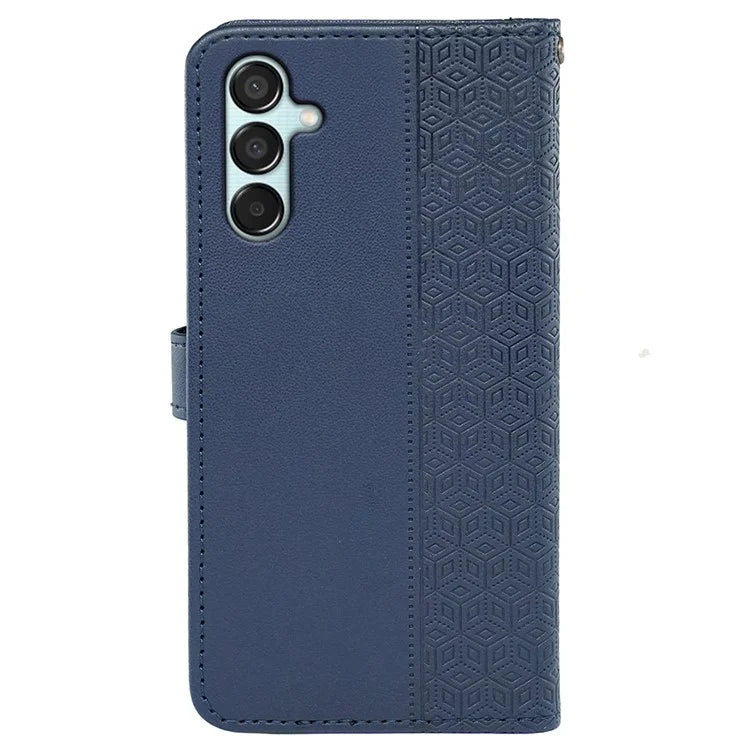 For Samsung Galaxy M15 5G / F15 5G Phone Case Cubic Grid Imprint PU Leather Wallet Cover