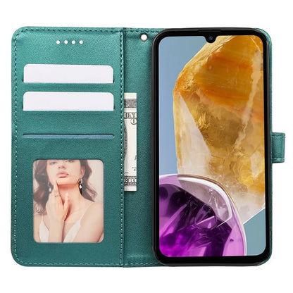 For Samsung Galaxy M15 5G / F15 5G Phone Case Cubic Grid Imprint PU Leather Wallet Cover