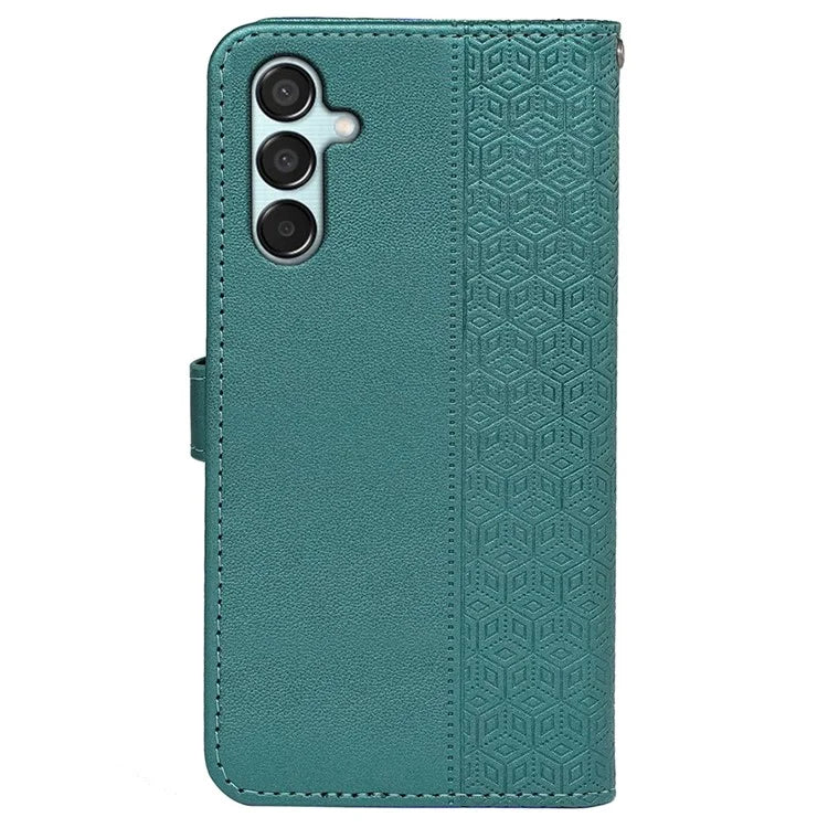 For Samsung Galaxy M15 5G / F15 5G Phone Case Cubic Grid Imprint PU Leather Wallet Cover