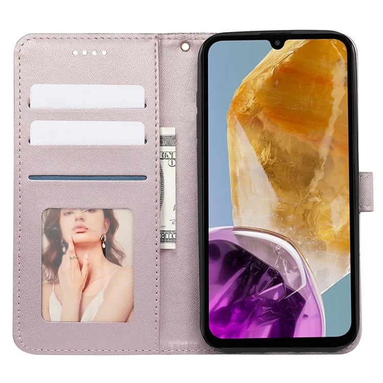 For Samsung Galaxy M15 5G / F15 5G Phone Case Cubic Grid Imprint PU Leather Wallet Cover