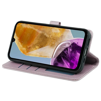 For Samsung Galaxy M15 5G / F15 5G Phone Case Cubic Grid Imprint PU Leather Wallet Cover