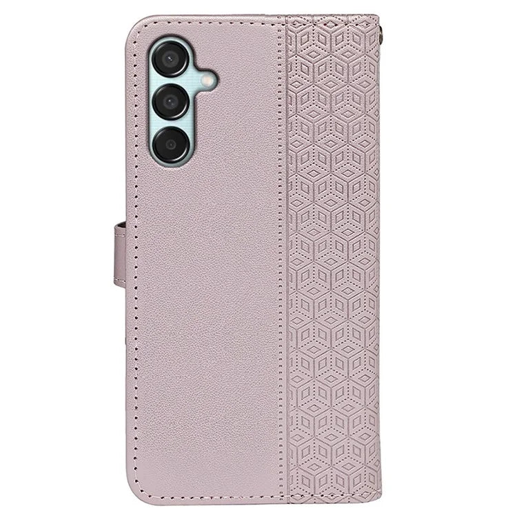 For Samsung Galaxy M15 5G / F15 5G Phone Case Cubic Grid Imprint PU Leather Wallet Cover