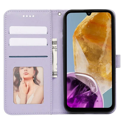 For Samsung Galaxy M15 5G / F15 5G Phone Case Cubic Grid Imprint PU Leather Wallet Cover