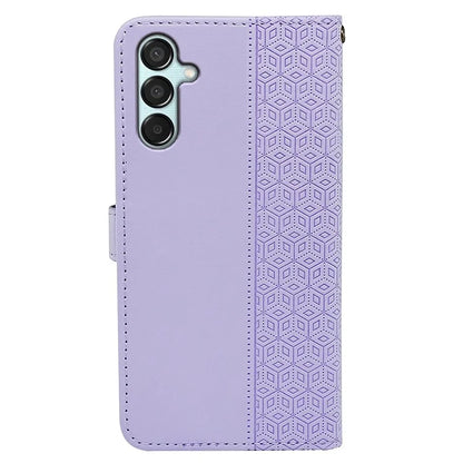 For Samsung Galaxy M15 5G / F15 5G Phone Case Cubic Grid Imprint PU Leather Wallet Cover