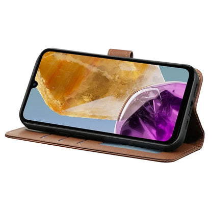 For Samsung Galaxy M15 5G / F15 5G Phone Case Cubic Grid Imprint PU Leather Wallet Cover