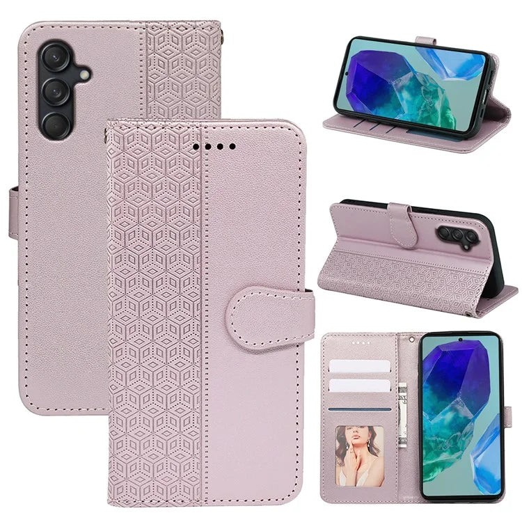 For Samsung Galaxy M55 5G / C55 5G / F55 5G Case Wallet Cubic Grid Leather Phone Cover