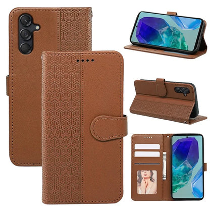 For Samsung Galaxy M55 5G / C55 5G / F55 5G Case Wallet Cubic Grid Leather Phone Cover