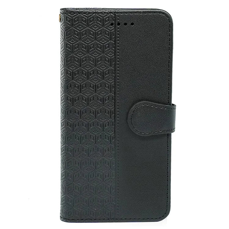For Samsung Galaxy A15 4G / A15 5G Case Cubic Grid Imprinted Leather Flip Phone Cover