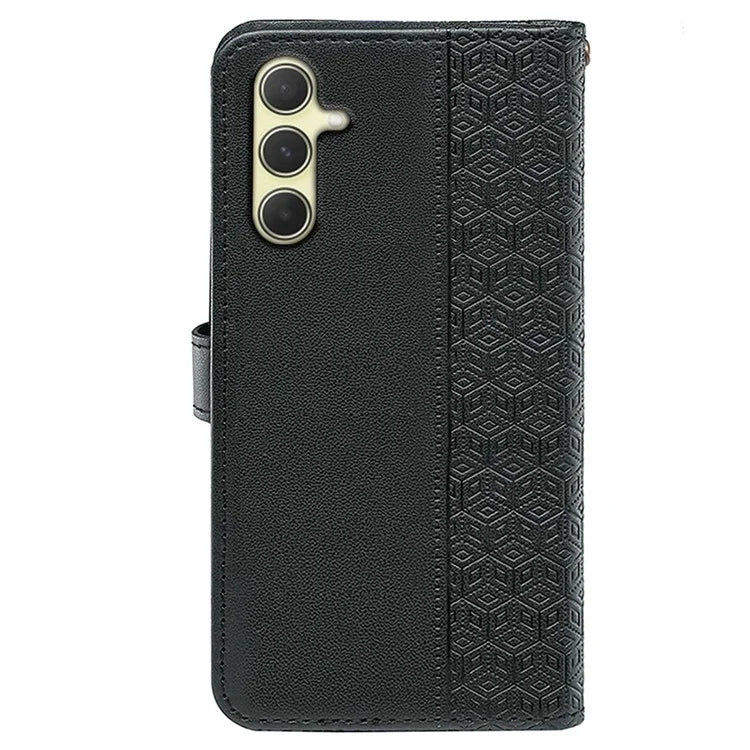 For Samsung Galaxy A15 4G / A15 5G Case Cubic Grid Imprinted Leather Flip Phone Cover