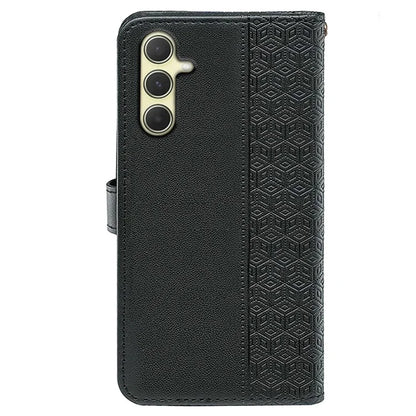 For Samsung Galaxy A15 4G / A15 5G Case Cubic Grid Imprinted Leather Flip Phone Cover