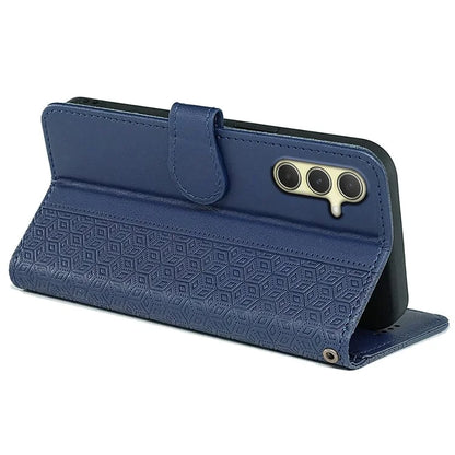 For Samsung Galaxy A15 4G / A15 5G Case Cubic Grid Imprinted Leather Flip Phone Cover