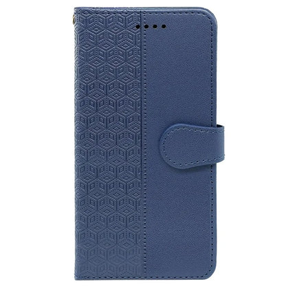 For Samsung Galaxy A15 4G / A15 5G Case Cubic Grid Imprinted Leather Flip Phone Cover