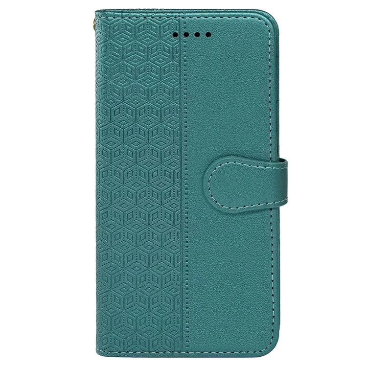 For Samsung Galaxy A15 4G / A15 5G Case Cubic Grid Imprinted Leather Flip Phone Cover