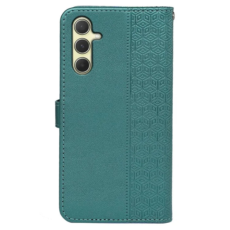For Samsung Galaxy A15 4G / A15 5G Case Cubic Grid Imprinted Leather Flip Phone Cover