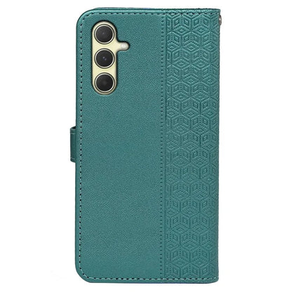 For Samsung Galaxy A15 4G / A15 5G Case Cubic Grid Imprinted Leather Flip Phone Cover
