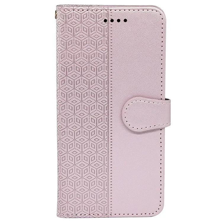 For Samsung Galaxy A15 4G / A15 5G Case Cubic Grid Imprinted Leather Flip Phone Cover