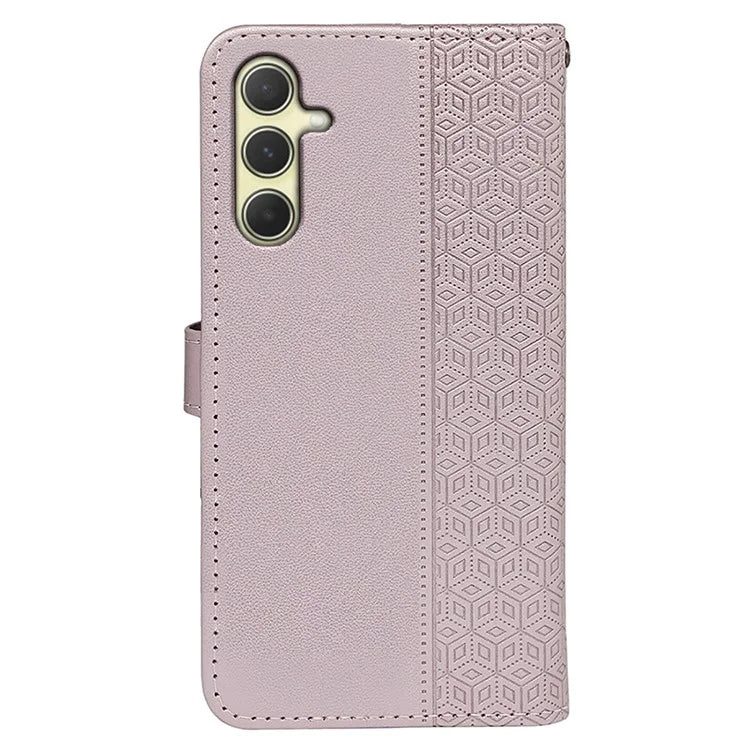 For Samsung Galaxy A15 4G / A15 5G Case Cubic Grid Imprinted Leather Flip Phone Cover