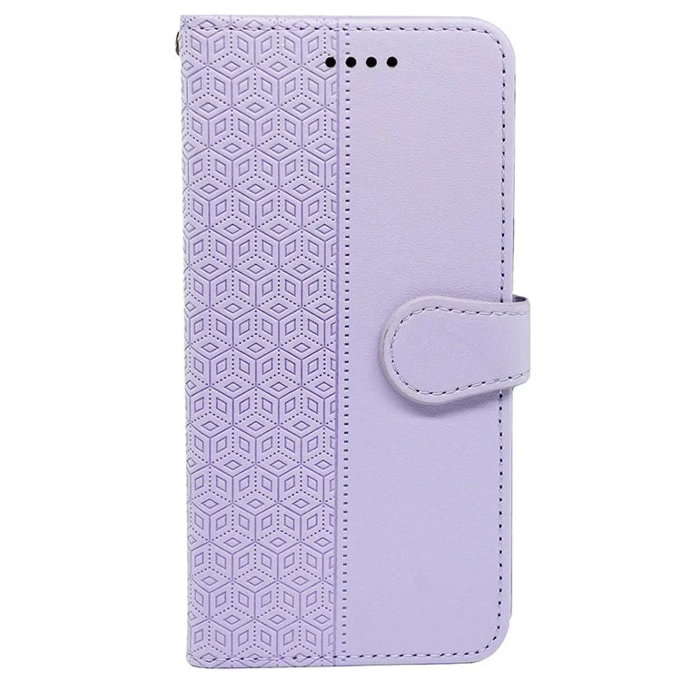 For Samsung Galaxy A15 4G / A15 5G Case Cubic Grid Imprinted Leather Flip Phone Cover