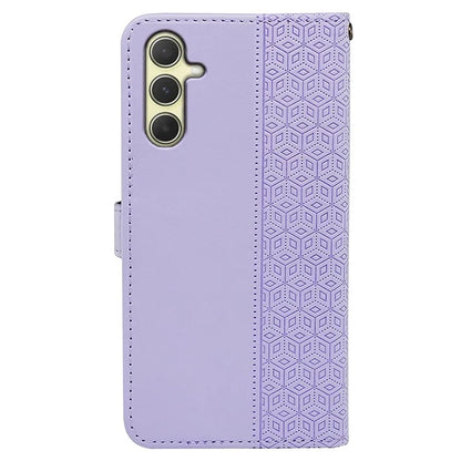 For Samsung Galaxy A15 4G / A15 5G Case Cubic Grid Imprinted Leather Flip Phone Cover