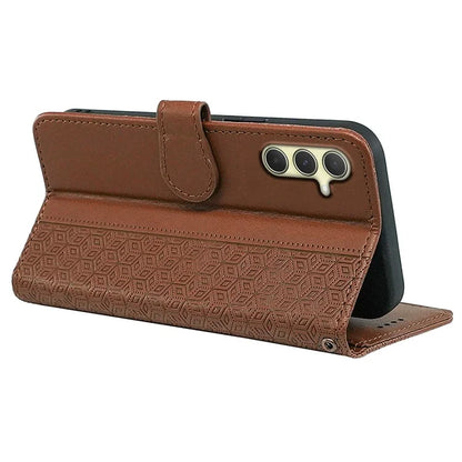 For Samsung Galaxy A15 4G / A15 5G Case Cubic Grid Imprinted Leather Flip Phone Cover