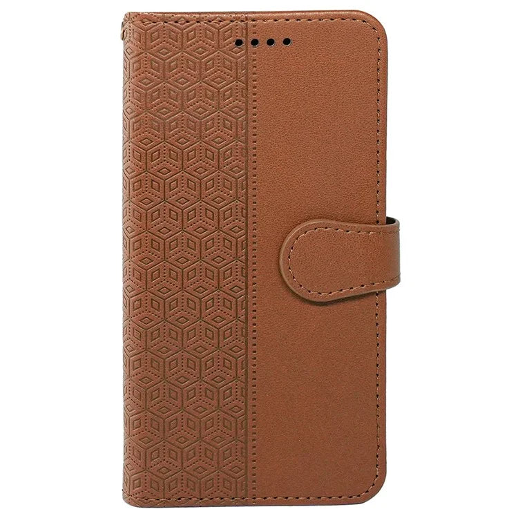 For Samsung Galaxy A15 4G / A15 5G Case Cubic Grid Imprinted Leather Flip Phone Cover