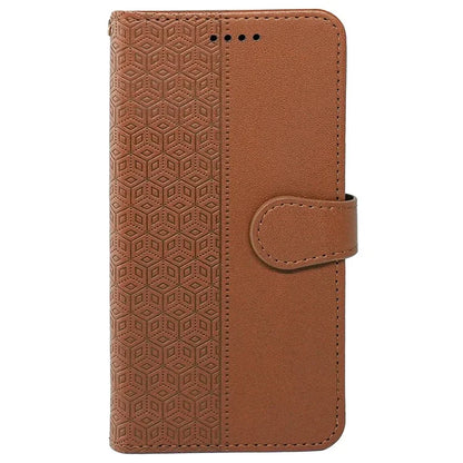 For Samsung Galaxy A15 4G / A15 5G Case Cubic Grid Imprinted Leather Flip Phone Cover
