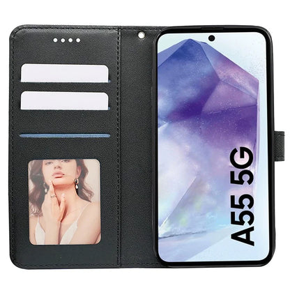 For Samsung Galaxy A55 5G Case Cubic Grid Imprint PU Leather Wallet Phone Cover