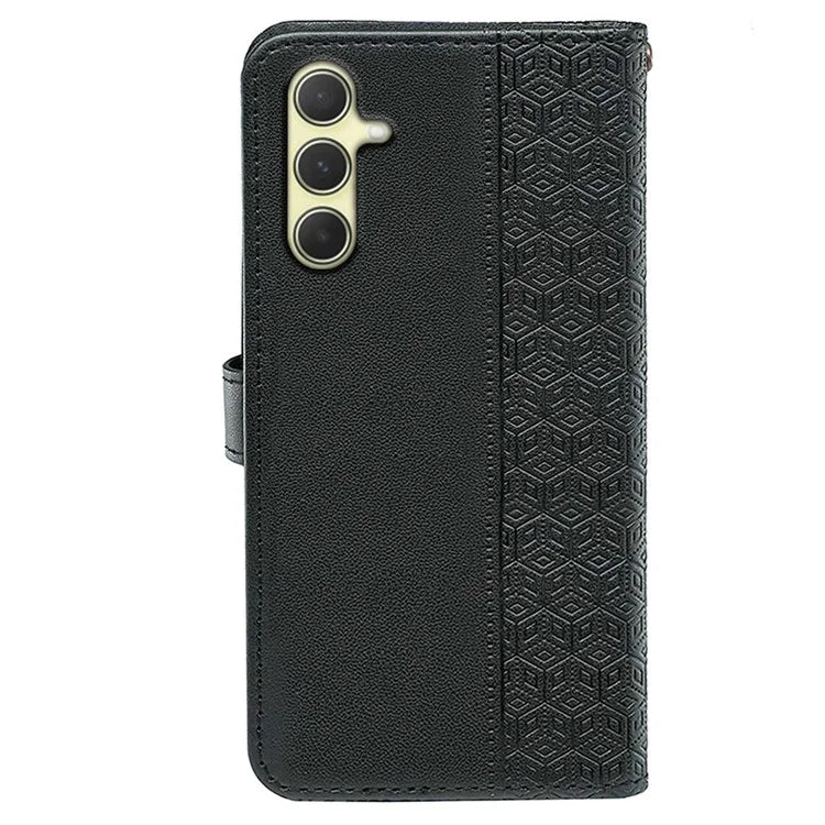 For Samsung Galaxy A55 5G Case Cubic Grid Imprint PU Leather Wallet Phone Cover